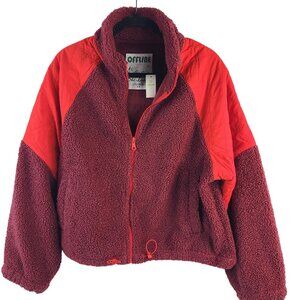 Offline By Aerie Ski Lodge Sherpa Jacket Medium Burgundy & Red Zip Front